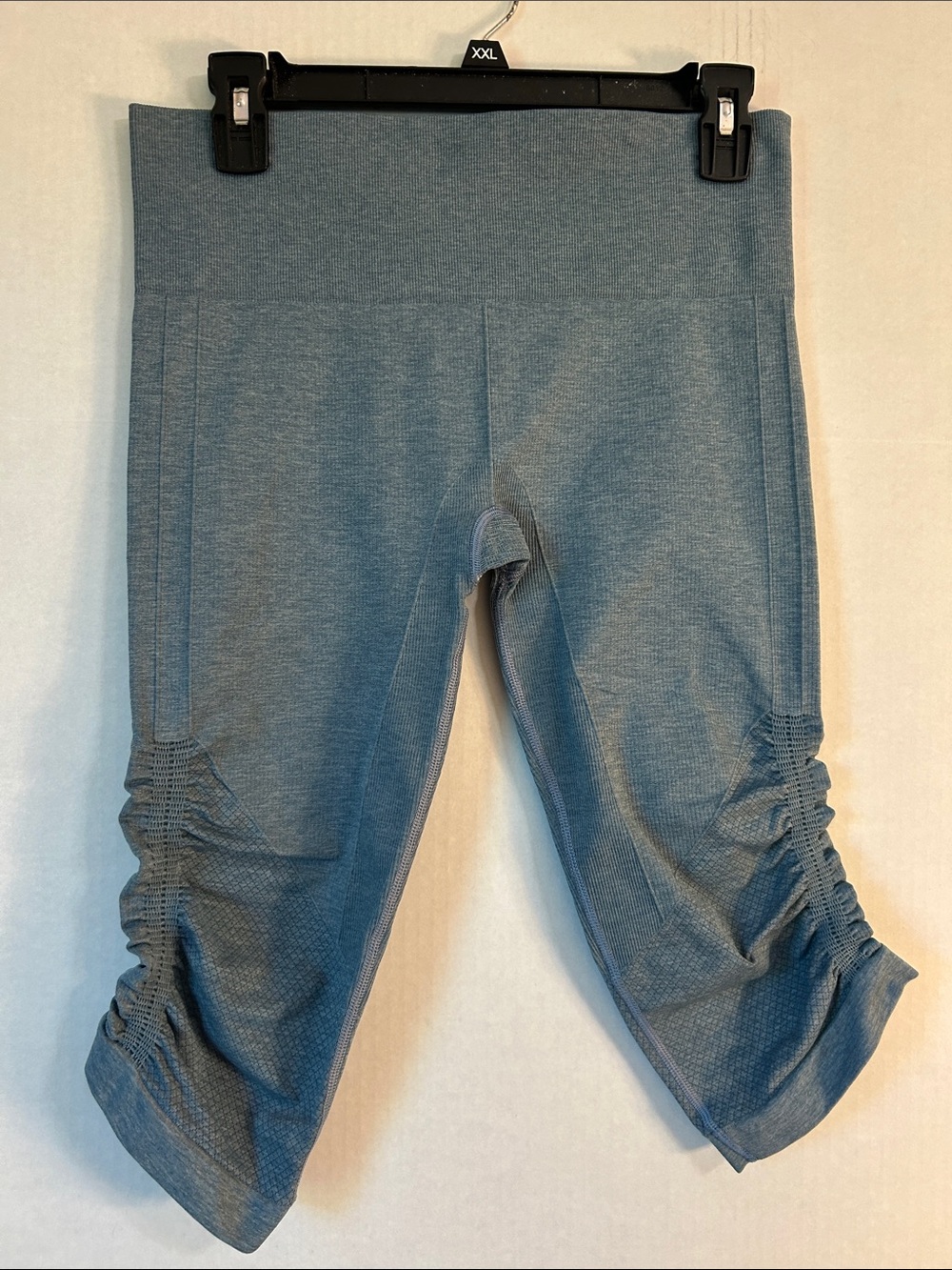 LULULEMON In the Flow Crop II  Blue/Gray Stretch Ruched Leggings. Sz 8